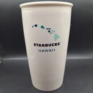 Starbucks Hawaii 12 Oz Ceramic Tumbler With Map Design & Green Siren Logo NO LID
